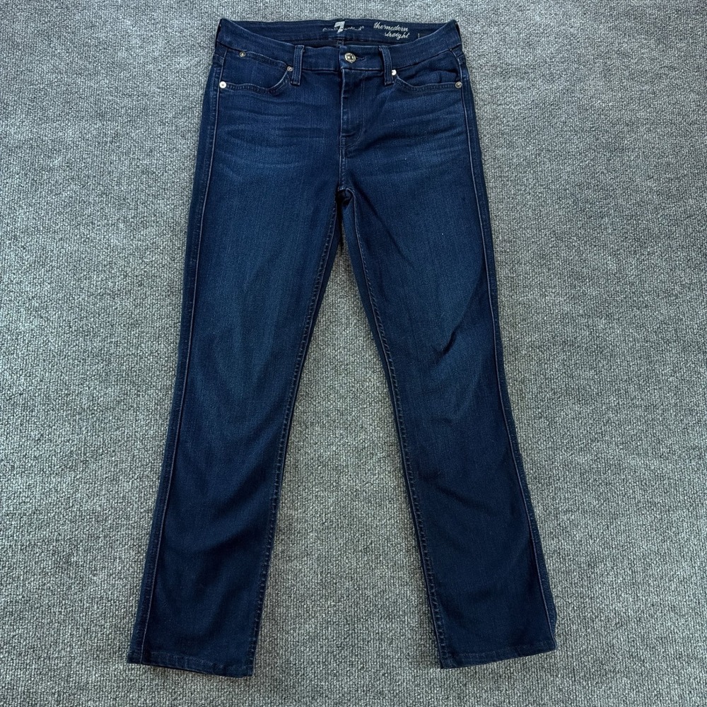 7 For All Mankind The Modern Straight Jeans Dark Indigo Blue Size 29 Classic
